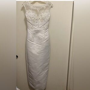 White Wedding Dress Gown S Bust 32” Tank Top Pearls Sequins Handmade Vtg READ